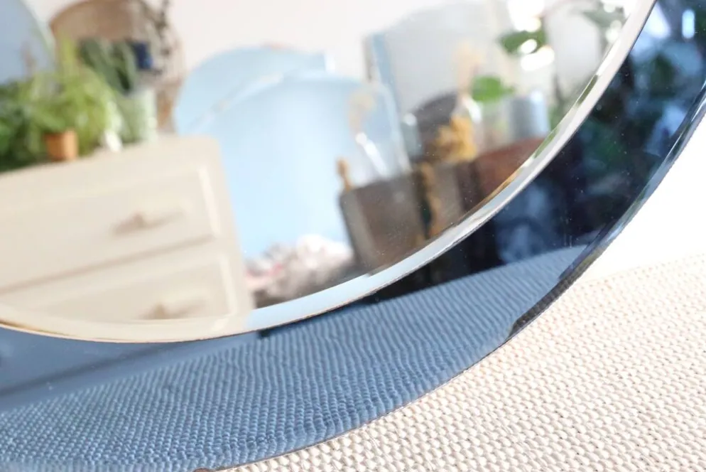 Miroir bleu cobalt, design italien, circa 1970