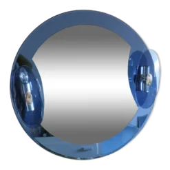 Miroir bleu cobalt, design italien, circa 1970