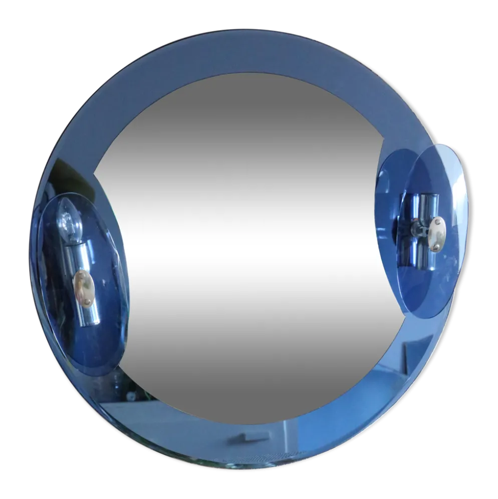 Miroir bleu cobalt, design italien, circa 1970
