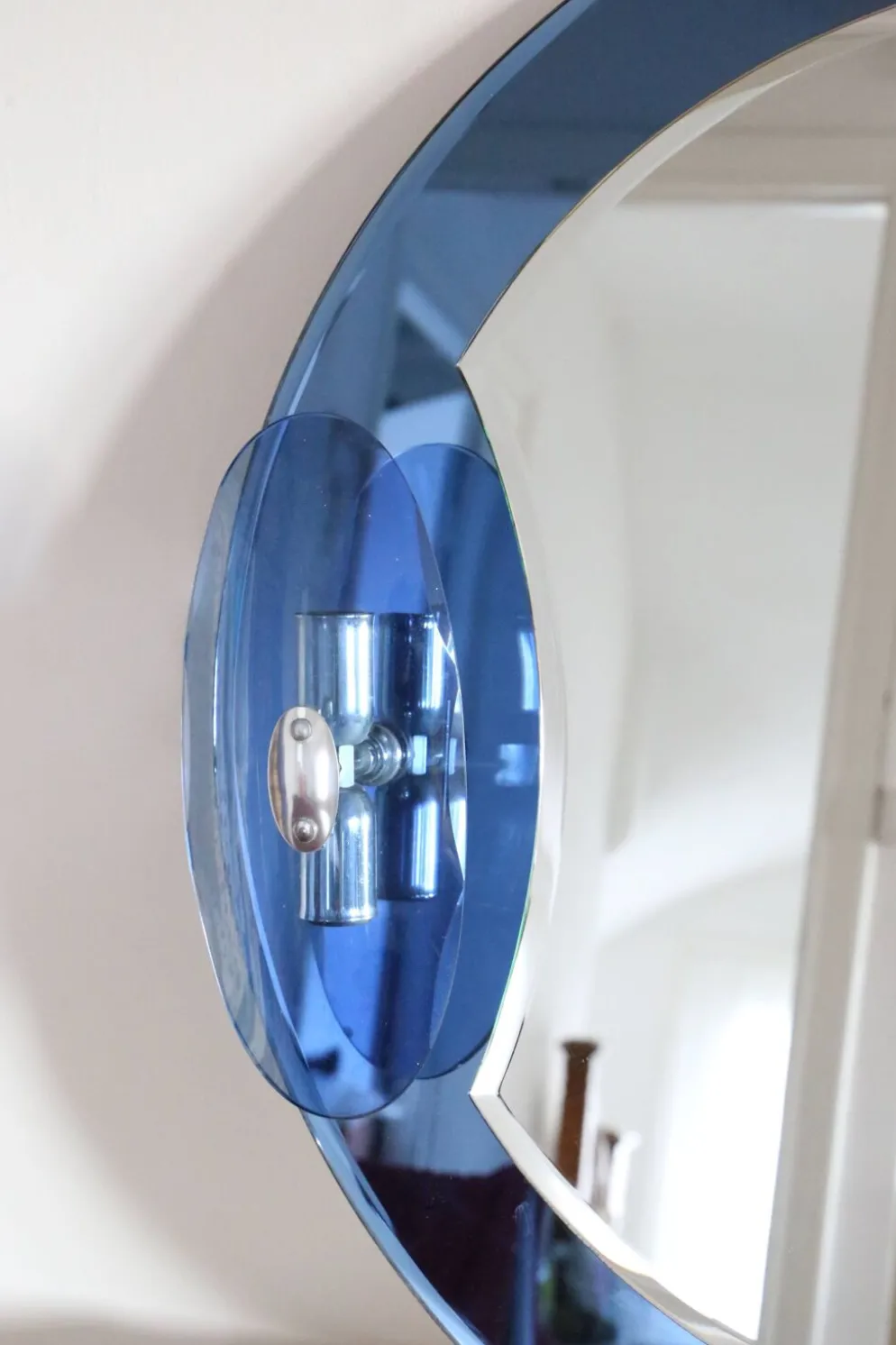 Miroir bleu cobalt, design italien, circa 1970
