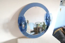 Miroir bleu cobalt, design italien, circa 1970