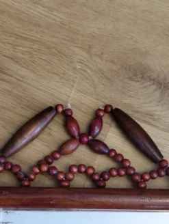 Miroir bohème vintage en perles de bois