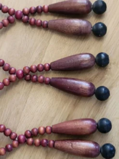 Miroir bohème vintage en perles de bois