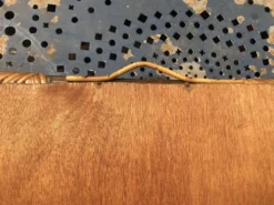 Miroir bois et rotin vintage années 60