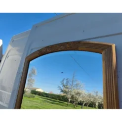 Miroir bois et stuc doré XIXe biseauté