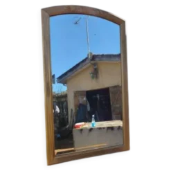 Miroir bois et stuc doré XIXe biseauté