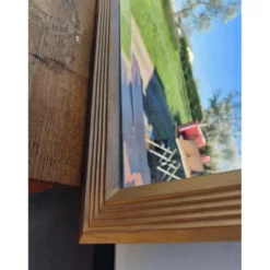 Miroir bois et stuc doré XIXe biseauté