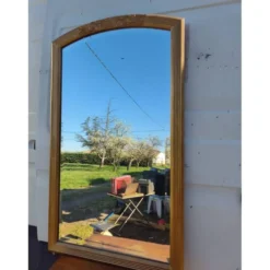 Miroir bois et stuc doré XIXe biseauté