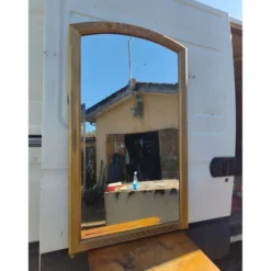 Miroir bois et stuc doré XIXe biseauté