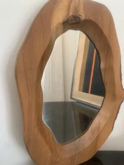 Miroir bois 1960 forme libre