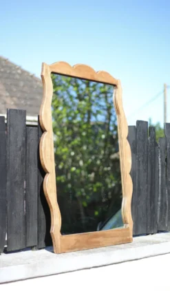 Miroir bois, grand miroir à poser ou mural, miroir vintage, miroir artisanal, décoration intérieur