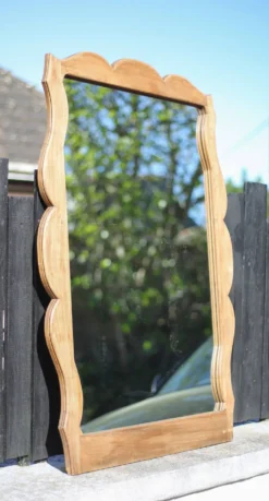 Miroir bois, grand miroir à poser ou mural, miroir vintage, miroir artisanal, décoration intérieur
