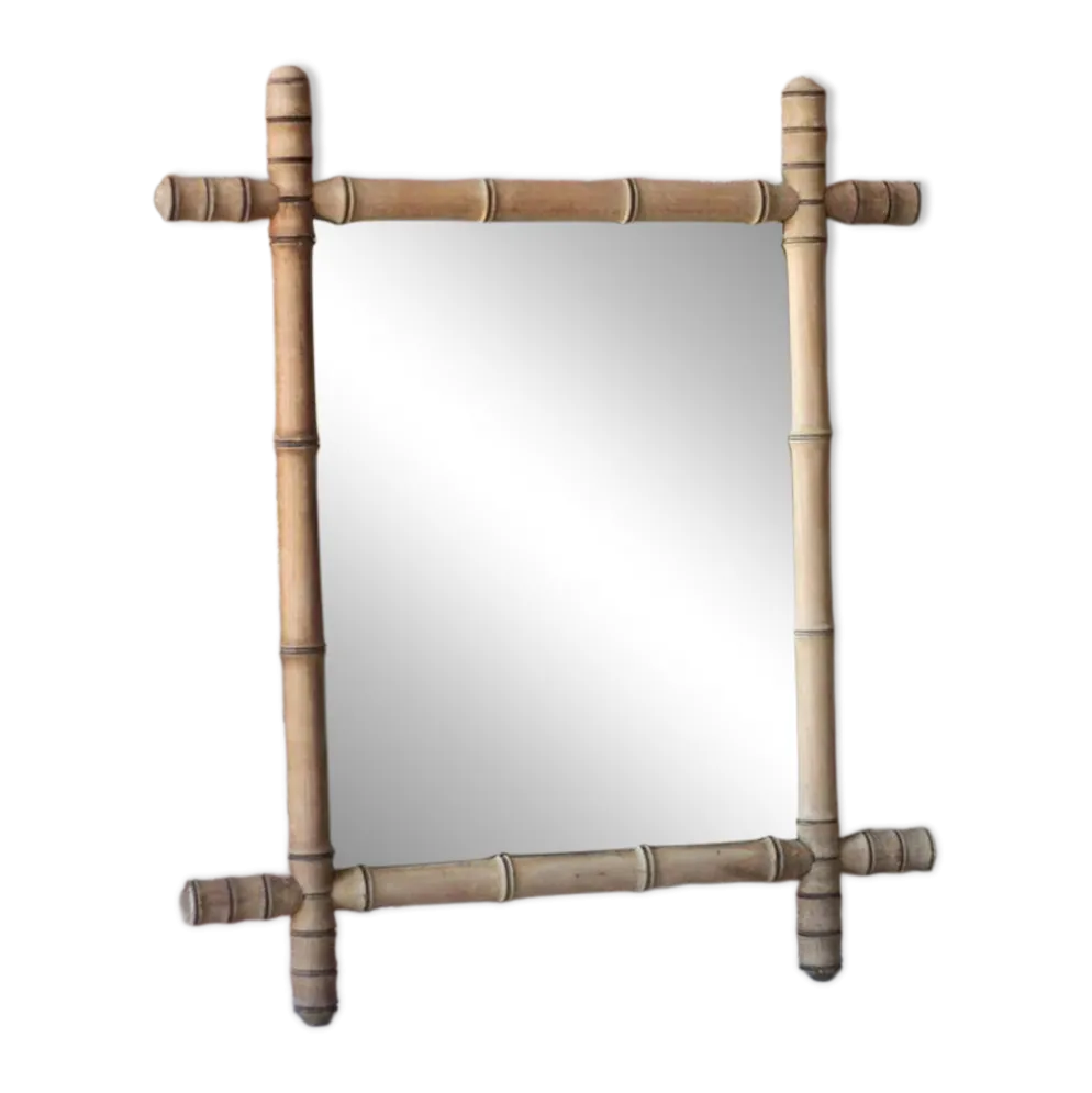 Miroir bois imitation bambou, miroir ancien, miroir à suspendre, déco intérieur