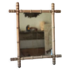 Miroir bois imitation bambou, miroir ancien, miroir à suspendre, déco intérieur