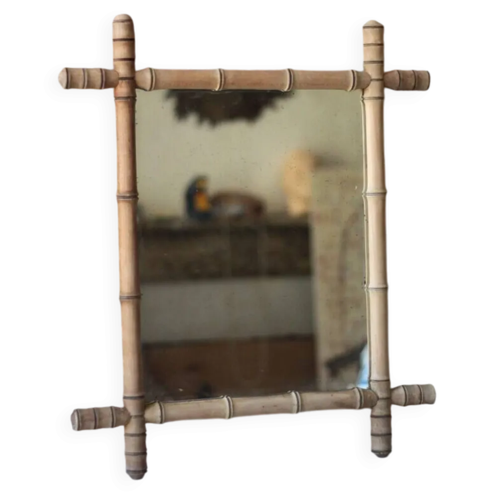 Miroir bois imitation bambou, miroir ancien, miroir à suspendre, déco intérieur