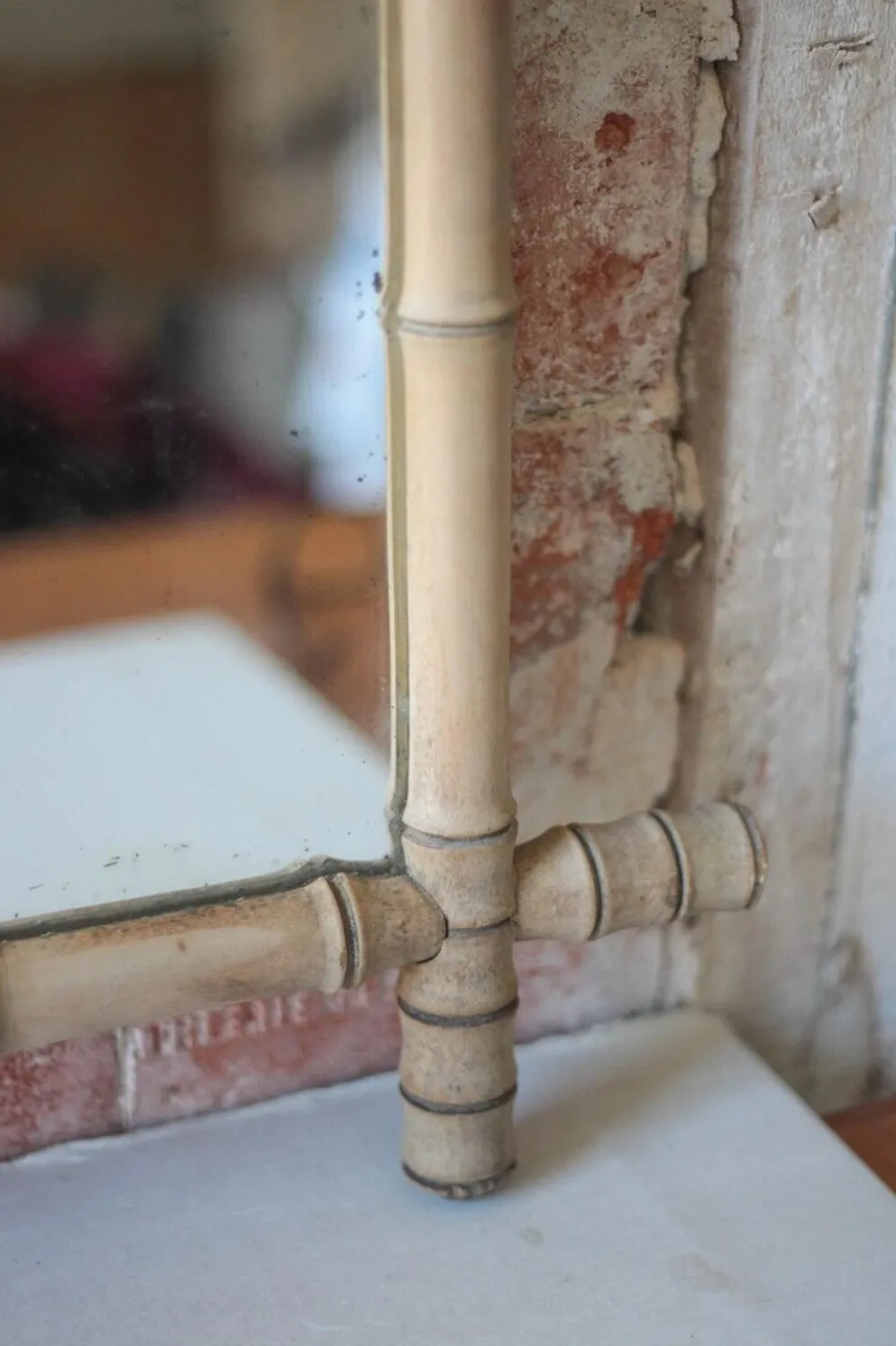 Miroir bois imitation bambou, miroir ancien, miroir à suspendre, déco intérieur