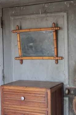 Miroir bois imitation bambou, miroir ancien, miroir à suspendre
