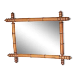 Miroir bois imitation bambou, miroir ancien, miroir à suspendre