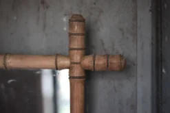 Miroir bois imitation bambou, miroir ancien, miroir à suspendre
