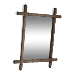 Miroir bois imitation bambou, miroir ancien, miroir à suspendre