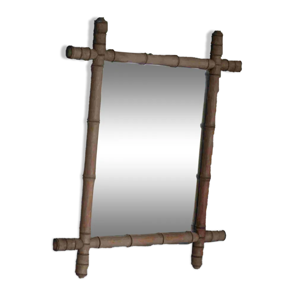 Miroir bois imitation bambou, miroir ancien, miroir à suspendre