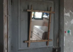 Miroir bois imitation bambou, miroir ancien, miroir à suspendre