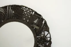 Miroir brutaliste en métal, 1950 - 52cm