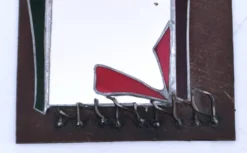Miroir brutaliste métal et verre serti