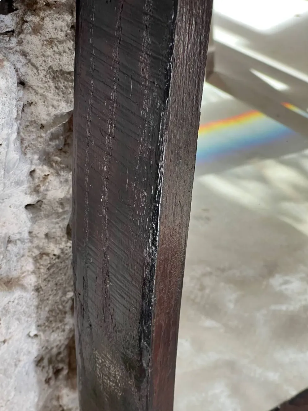 Miroir brutaliste rectangulaire bois foncé