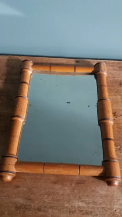 Miroir cadre bois tourné 19,5 x 14