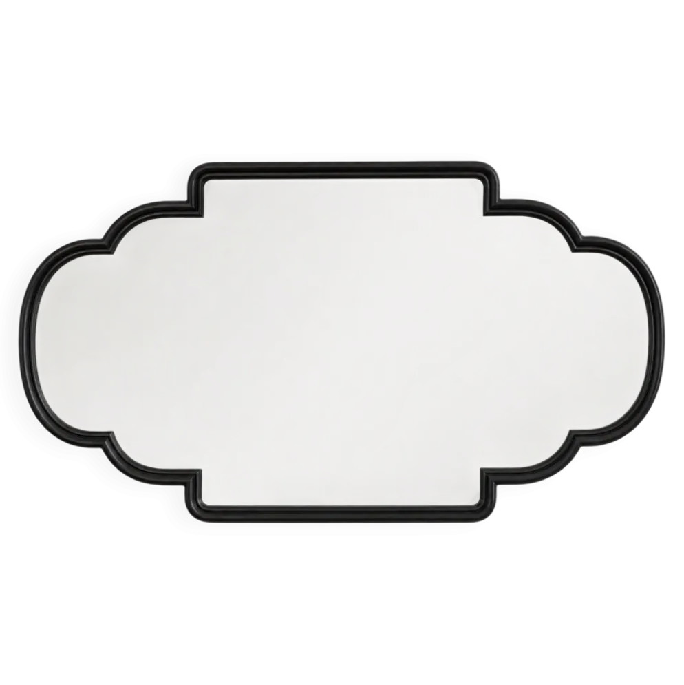 Miroir à cadre noir chantourné
