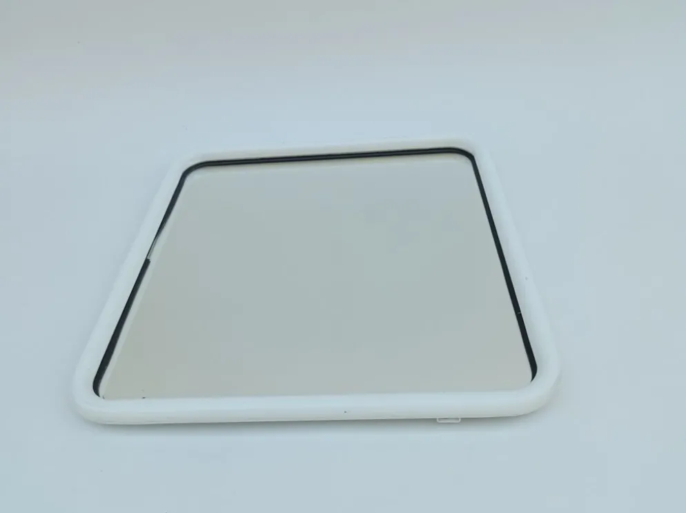 Miroir carré dans un cadre en métal blanc, années 1970