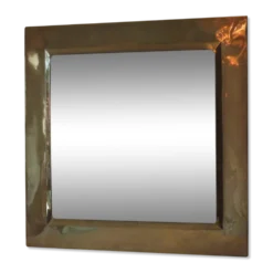 Miroir carré en laiton des années 1970