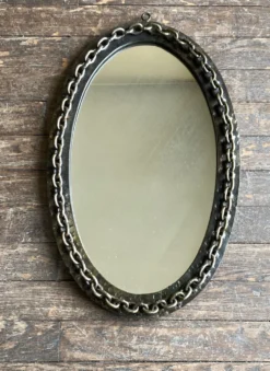 Miroir chaine brutaliste en fer battu 1960 h55cm