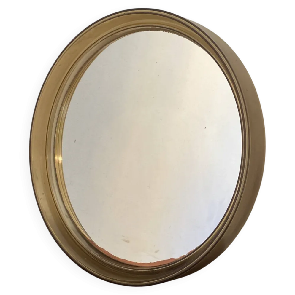 Miroir circulaire en plastique, brun fumé, années 70