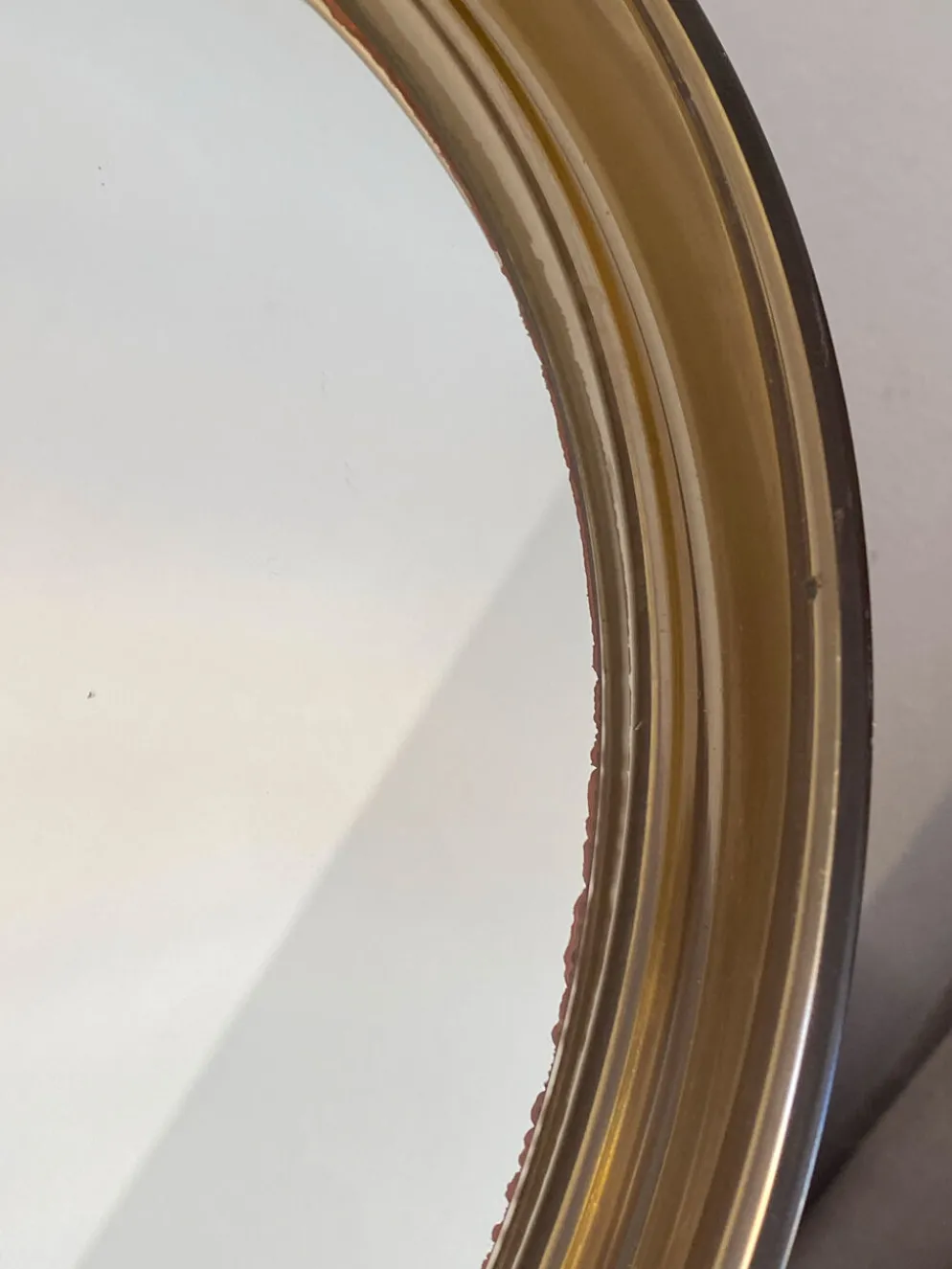 Miroir circulaire en plastique, brun fumé, années 70