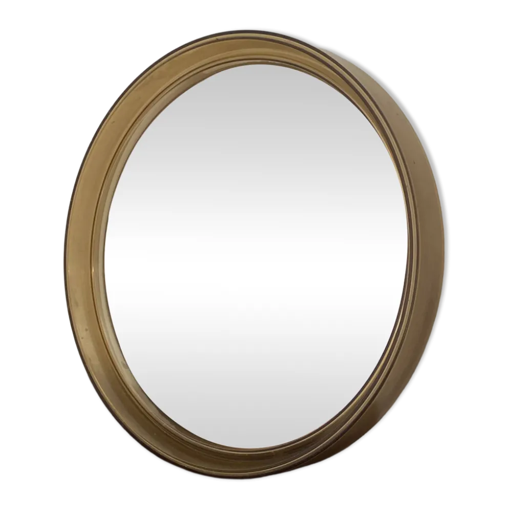 Miroir circulaire en plastique, brun fumé, années 70