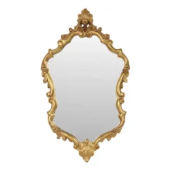 Miroir classique à crête dorée, style baroque français, 74 cm