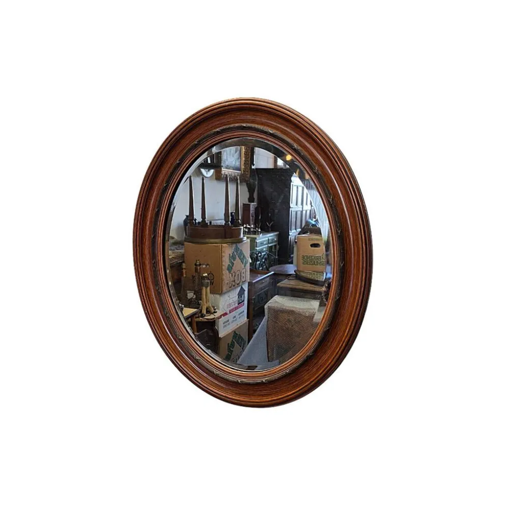 Miroir classique ovale néerlandais antique, datant d'environ 1900