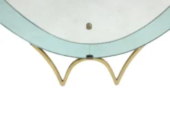 Miroir-console en verre bicolore et laiton doré. Circa 1950.