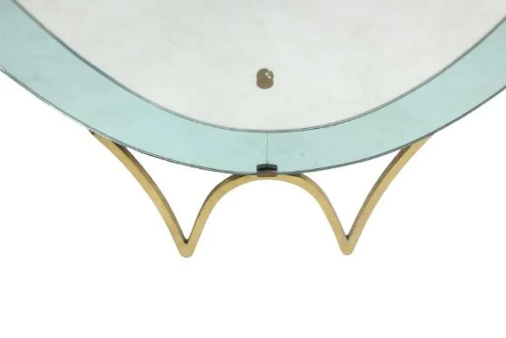 Miroir-console en verre bicolore et laiton doré. Circa 1950.