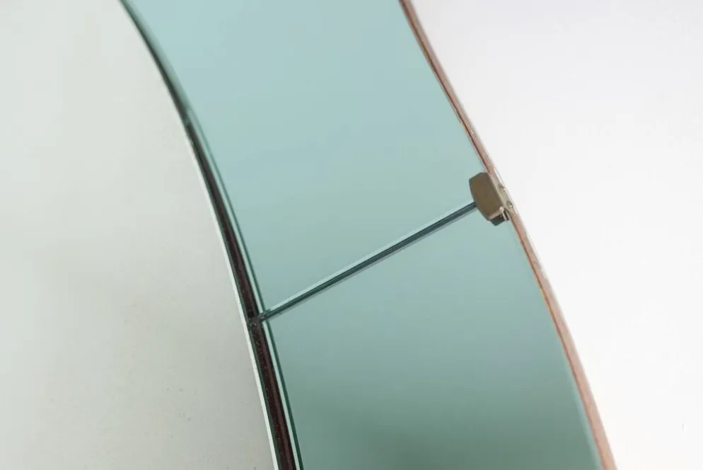 Miroir-console en verre bicolore et laiton doré. Circa 1950.