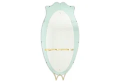 Miroir-console en verre bicolore et laiton doré. Circa 1950.