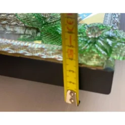 Miroir contemporain en verre de Murano italien avec accents floraux verts élégant