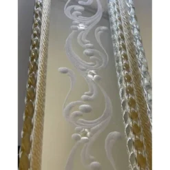 Miroir contemporain en verre de Murano italien avec accents floraux verts élégant