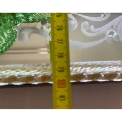 Miroir contemporain en verre de Murano italien avec accents floraux verts élégant