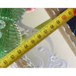 Miroir contemporain en verre de Murano italien avec accents floraux verts élégant