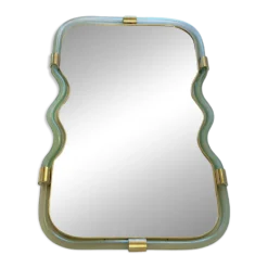 Miroir Contemporain Wave en Vert et Or