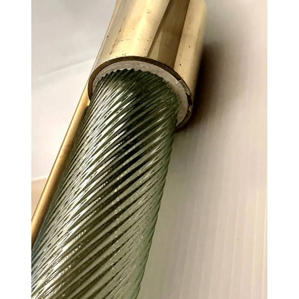 Miroir Contemporain Wave en Vert et Or "Torchon" Torciglione Murano Sty