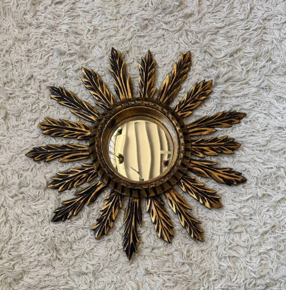 Miroir convexe doré ancien